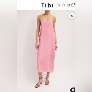 Tibi Summer Acetate Crinkle Slip Dress Pink 6